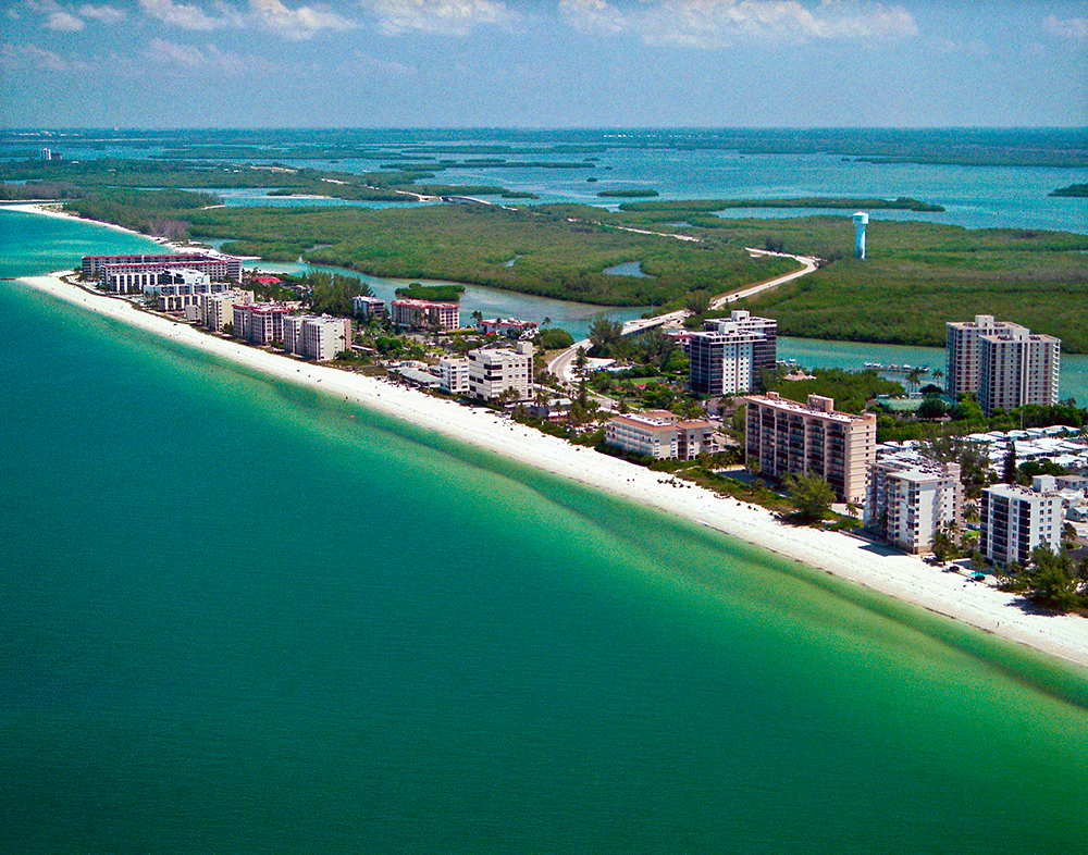 Aerial view of Bonita Beach Florida coastline